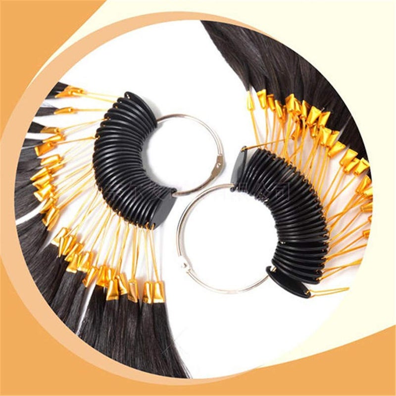 RemeeHi Rings 100% Human Hair Swatches Testing Color with Gold Buckles Straight Samples Hair for Salon Hairdressing 30 strands/set Brown 5Â° - Image 3